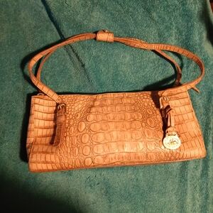 Brahmin Elegant Tan Crocodile-Embossed Women's Shoulder Bag
